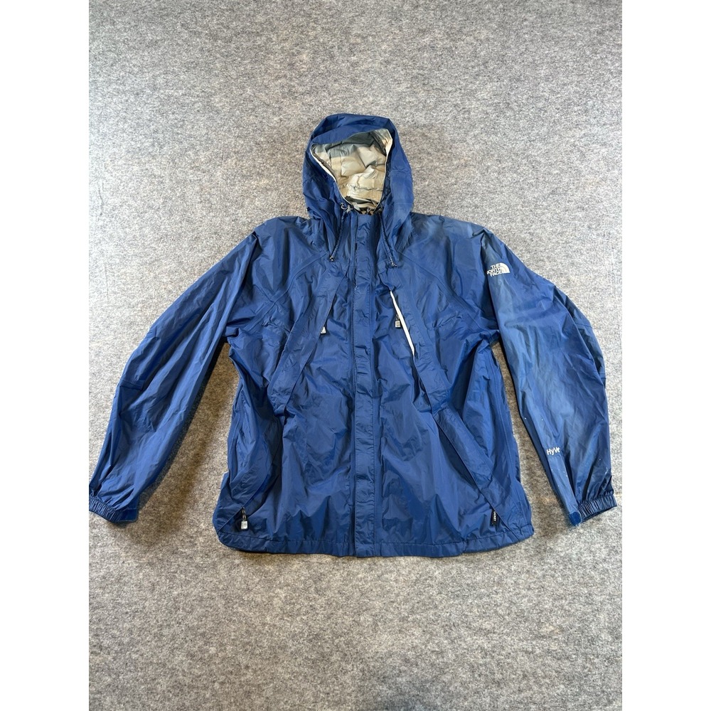 The North Face Blue HyVent Hooded Zip Windbreaker Rain Jacket Mens XL